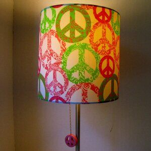 Peace Sign Table Lamp 18 Inches Tall Peace Symbol Light Pull